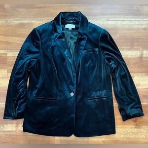 Calvin Klein Women's Jewel Tone Green Velvet Blazer